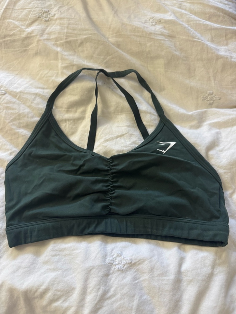 Gymshark Dark Forest Green V-Neck Strappy Back Workout Sports Bra